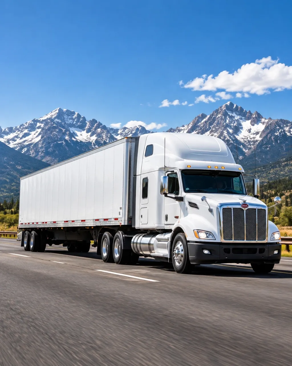 Dry van truck traveling through the western states