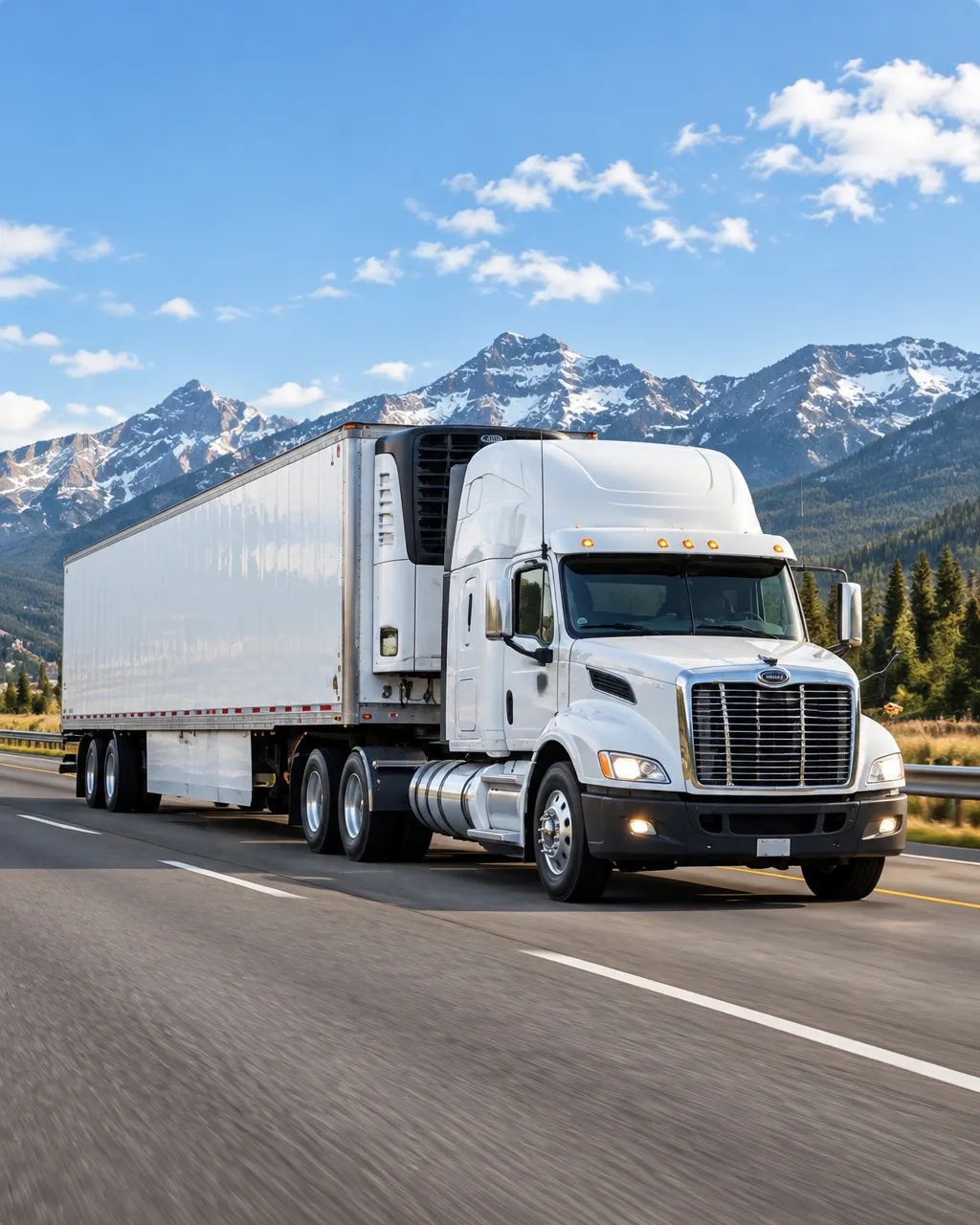 Refrigerated truck on an interstate route